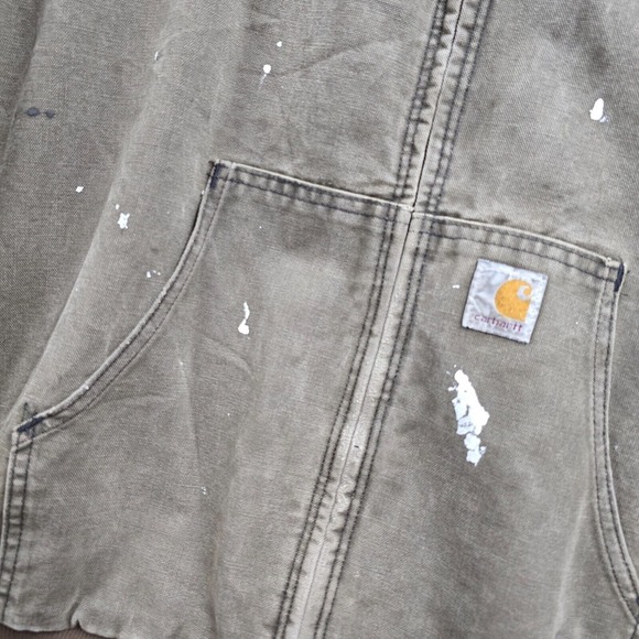 Vintage Carhartt Mens Quilted Canvas Work Jacket Green Size 3XL Distressed JQ142 - Picture 4 of 15